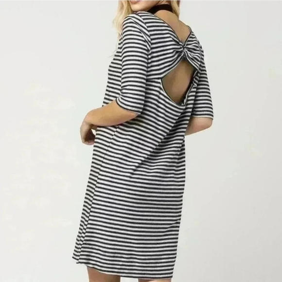 We The Free Dress Free People Striped Frenchie Tee Black and White Dress Sz SP - Picture 2 of 15